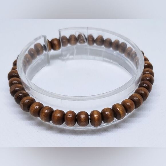Men's bracelet beaded beads brown new e56 - Picture 1 of 1